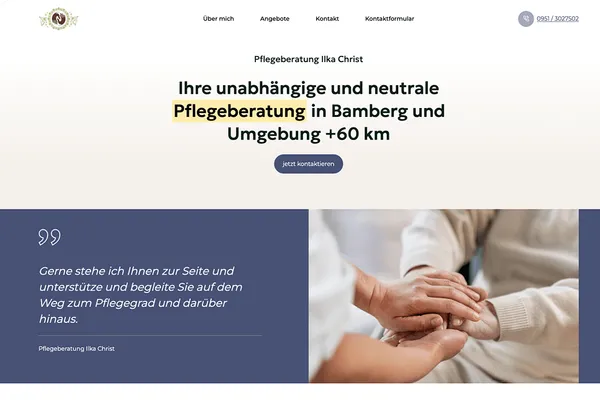 Screenshot der Startseite von pflegeberatung-christ.de