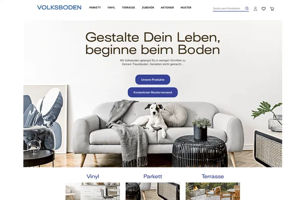 Screenshot der Startseite von volksboden.de