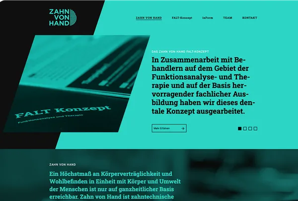 Screenshot der Startseite von zahnvonhand.de
